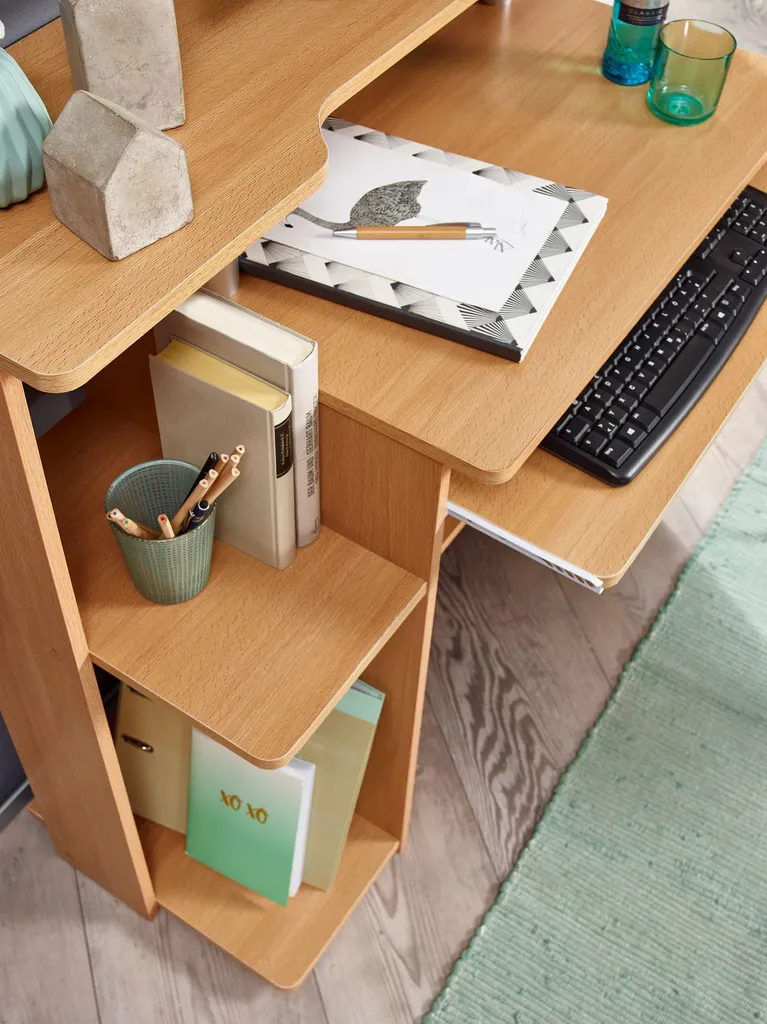 Table pour ordinateur portable hêtre 90 cm idéale petit espace et studio - 4