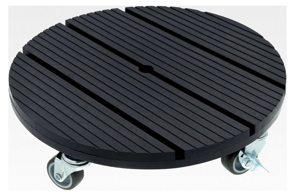 WPC Pflanzenroller wetterfest, Tragkraft 80 kg, Rollbrett für Pflanzen, Untersetzer für Blumentöpfe im Innen- und Außenbereich (Rund Ø 30 cm, ...