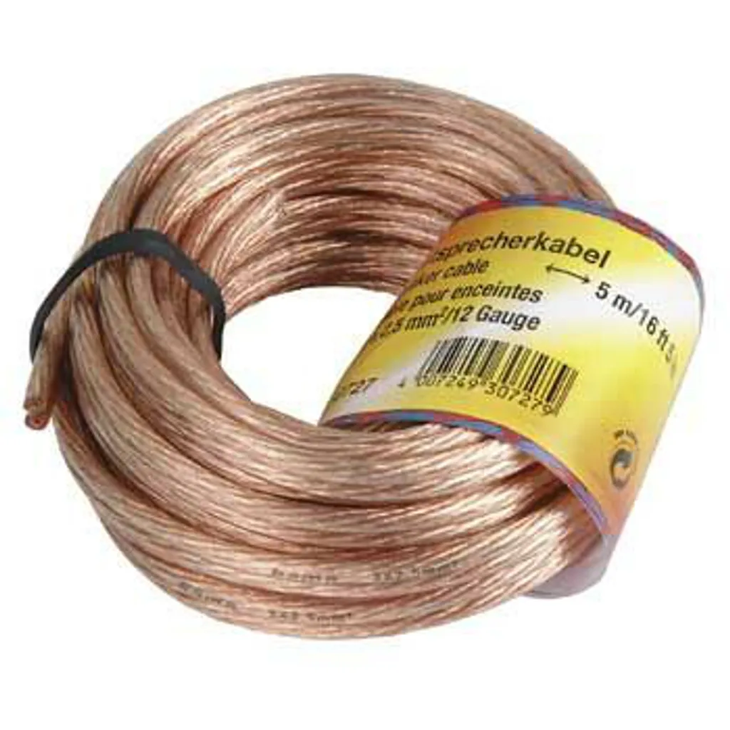 Câble pour haut-parleur 10m transparent Hama 2 x 0.75mm² haute qualité