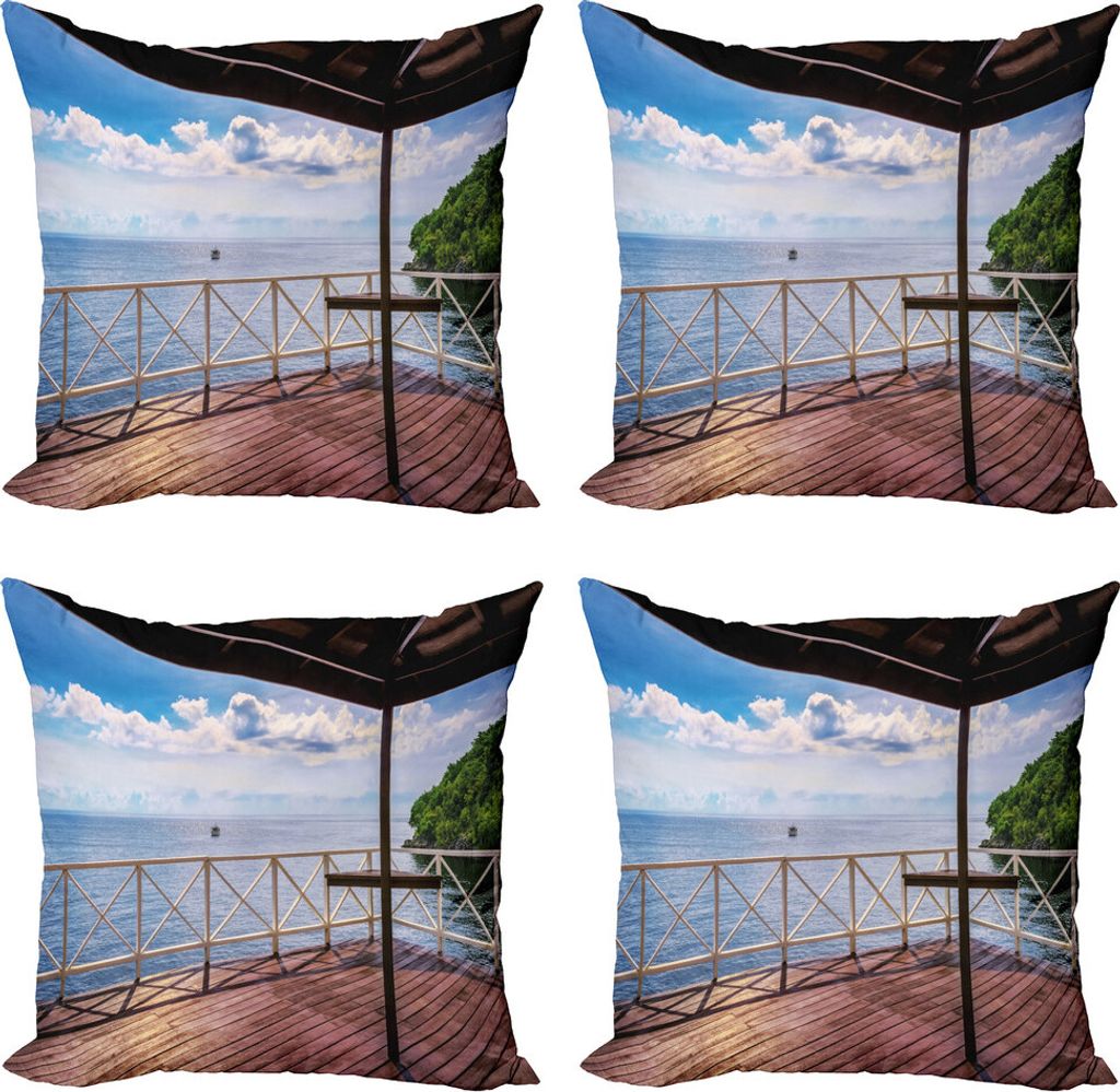 ABAKUHAUS Modern Kissenbezug Set (4 Stück), Trinidad Tobago Island, Moderner Doppelseitiger Digitaldruck, 45 cm x 45 cm, Mehrfarbig