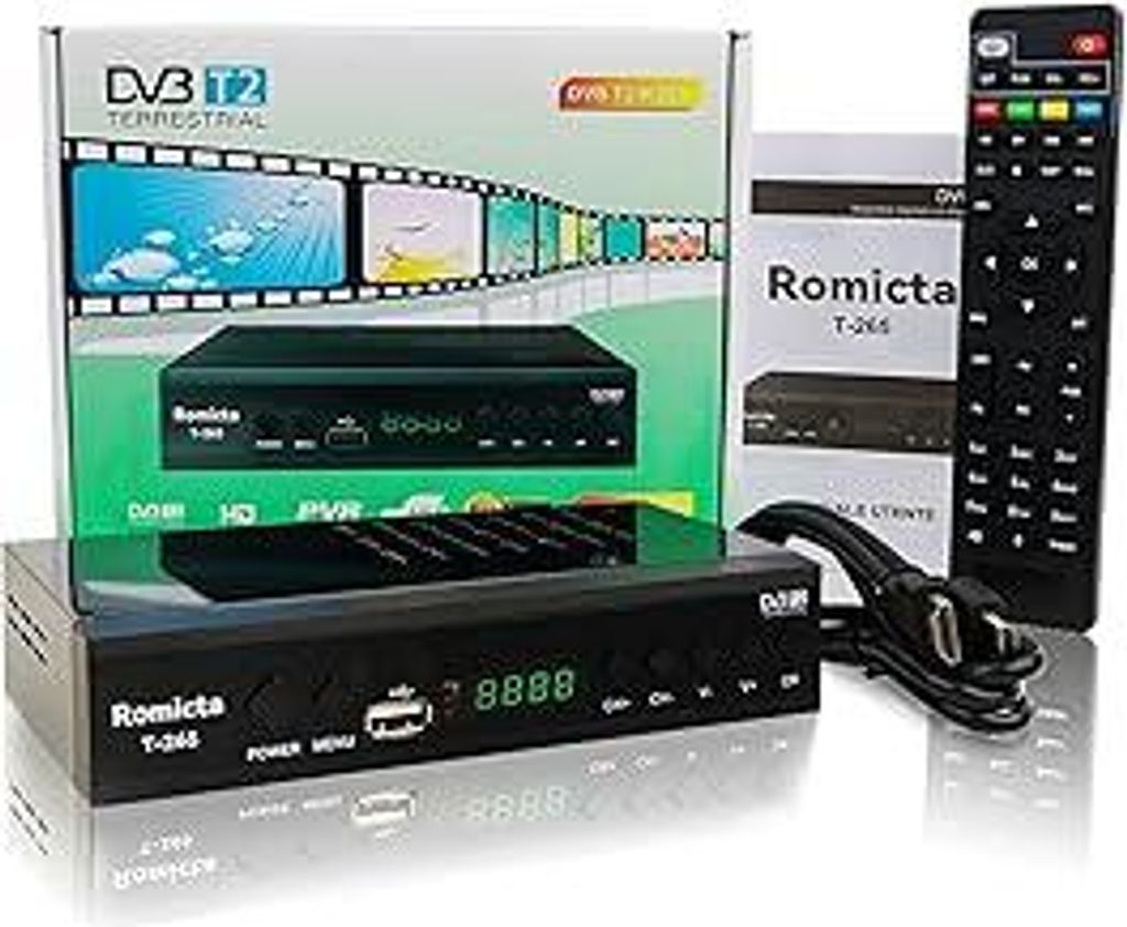 DVB-T2 Receiver & Kabel-Receiver DVB-C, H.265 HEVC FTA Full HD 1080P, PVR, USB, HDMI, Timeshift, SCART, Digitaler Terrestrischer TV-Tuner, Freenet ...