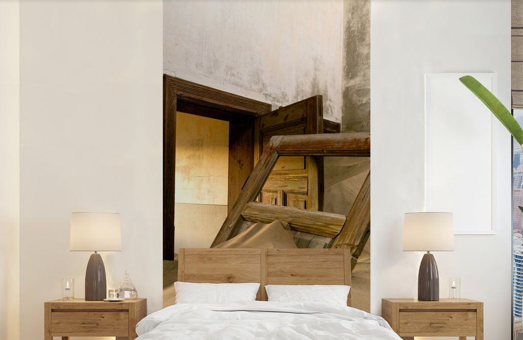 MuchoWow Fototapete für Wohnzimmer oder Schlafzimmer Wandtapete Vinyl Motivtapete Sand - Architektur - Wüste - Tür - 120x240 cm - Hintergrundbild