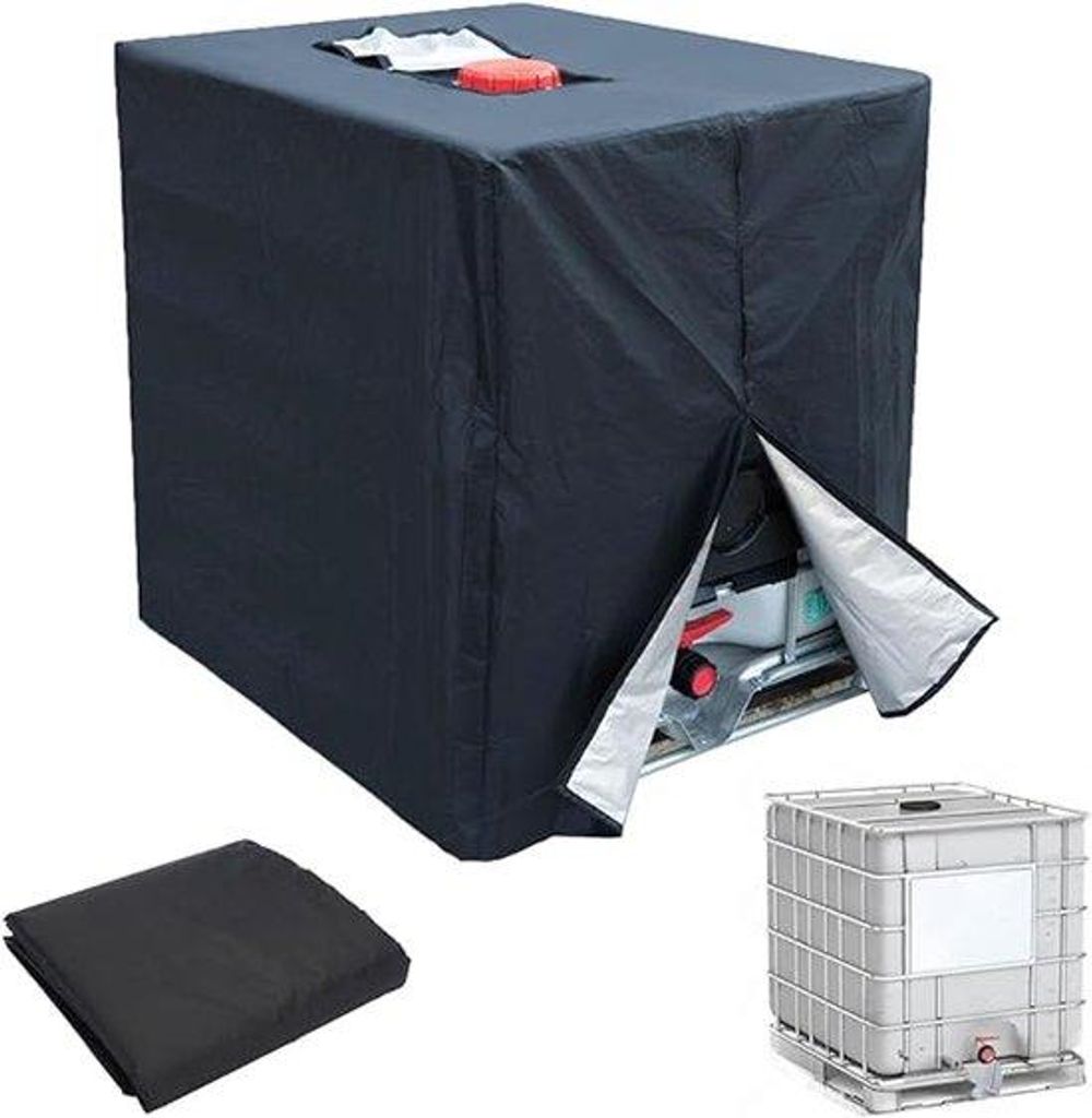 Famanu IBC-Behälterabdeckung 1000L 420D UV-beständige Schutzhülle schwarz