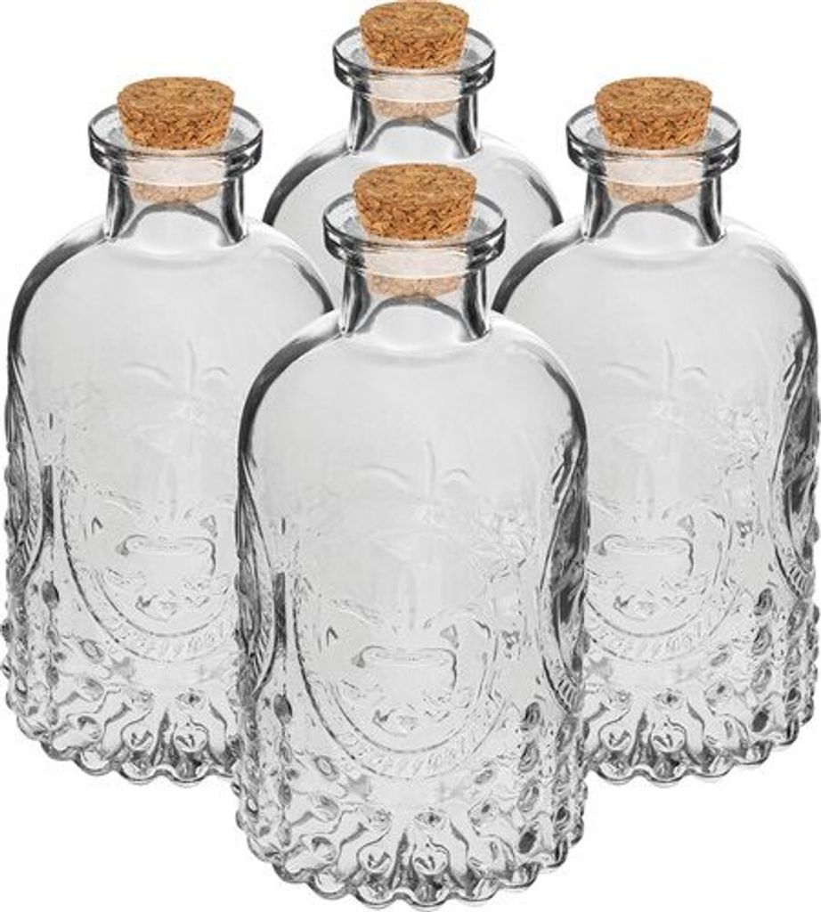 4 x 240 ml Leere Flasche mit Korken Glasflasche für Liköre Produktbild 