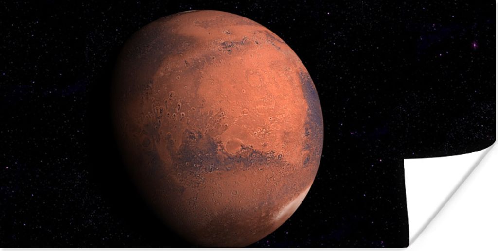 MuchoWow Poster Der rote Planet Mars in einer dunklen Umgebung 150x75 cm - ohne Rahmen