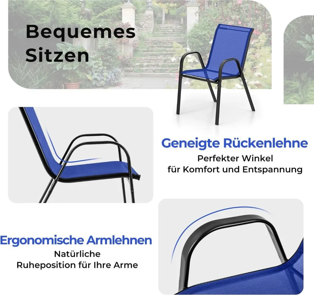 Mobilier de balcon bleu compact : solution de rangement 3 pièces - 4
