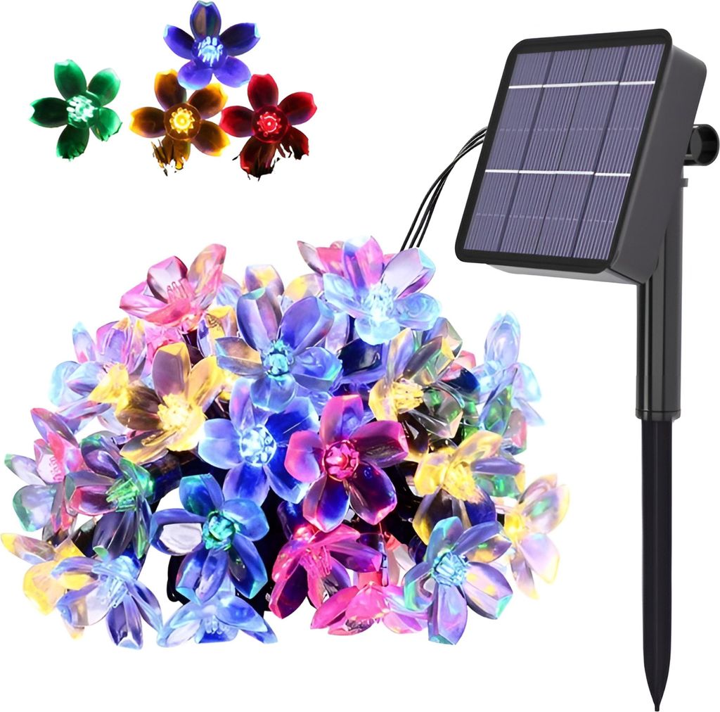 KIK KX4969_1 Solárna dekoračná reťaz 50 LED kvety Obrázok produktu 