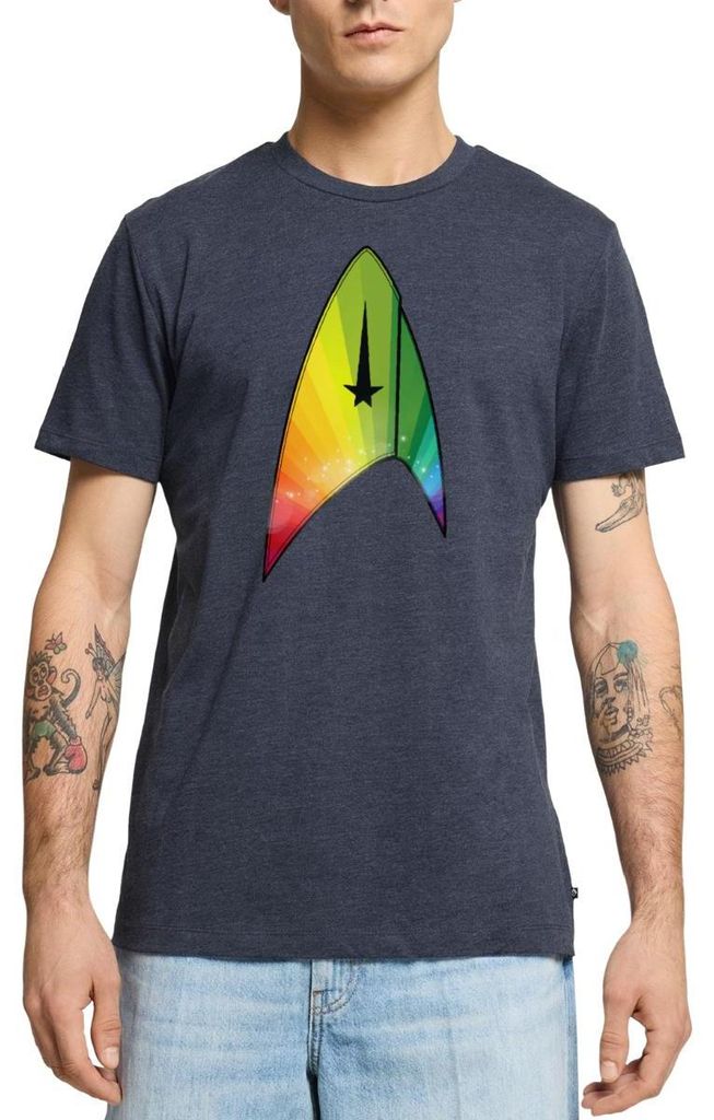 Spreadshirt Star Trek Discovery Sternenflotte Delta Gay Pride Männer Premium T-Shirt, 3XL, Jeansblau