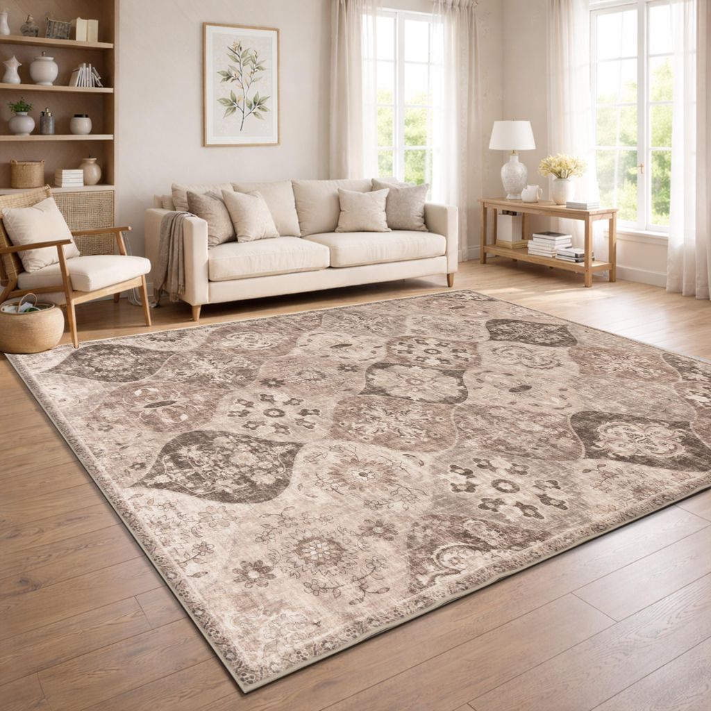 Tappeto da salotto vintage boho moderno a pelo corto Immagine del prodotto 