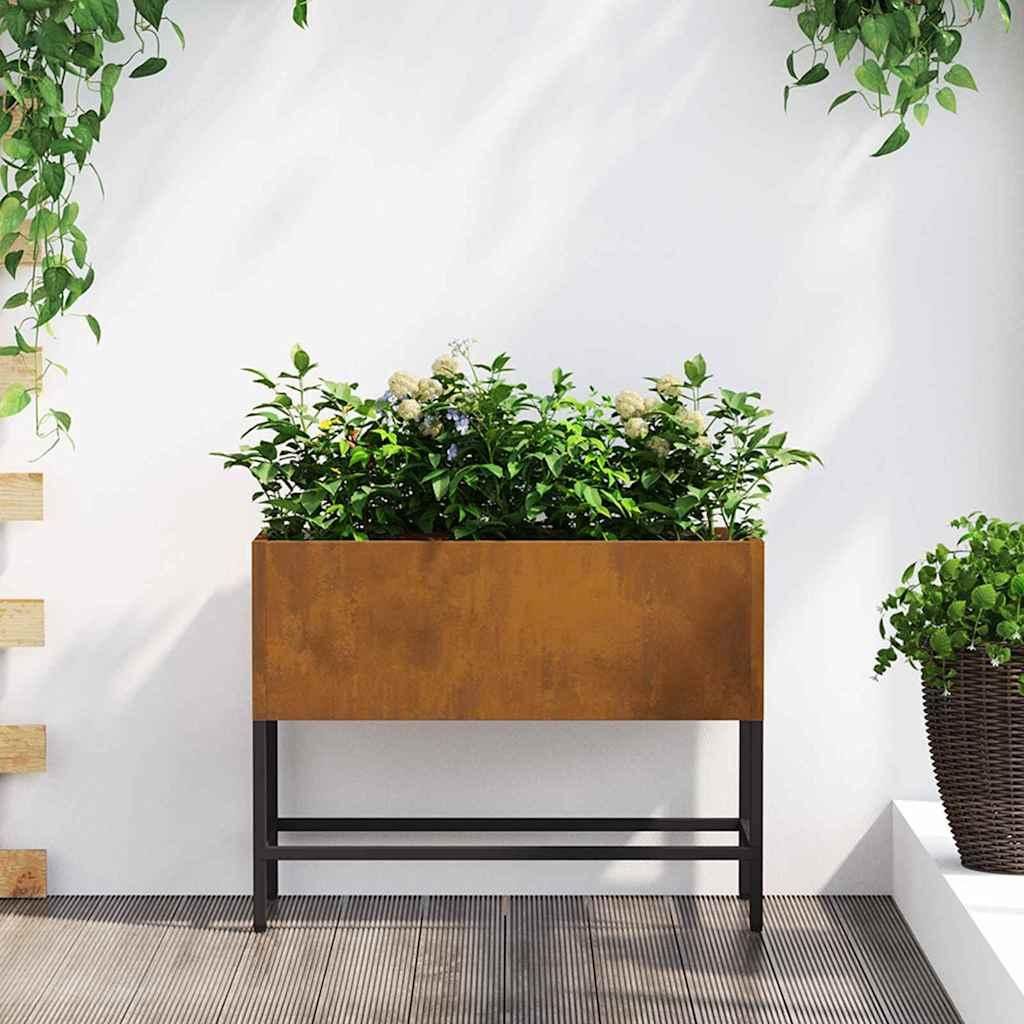 (Design 2026)Garten-Pflanzgefäß/Hochbeet Moderne - Pflanzkübel - Blumentopf Gartenpflanzer Rostig 60x26x45cm Wetterfeststahl Promotion317982 -...