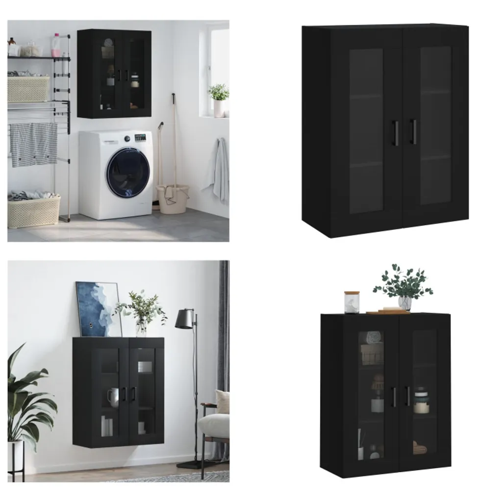 VidaXL Armadio a Muro Nero 69,5x34x90 cm | Mobile Salvaspazio Design