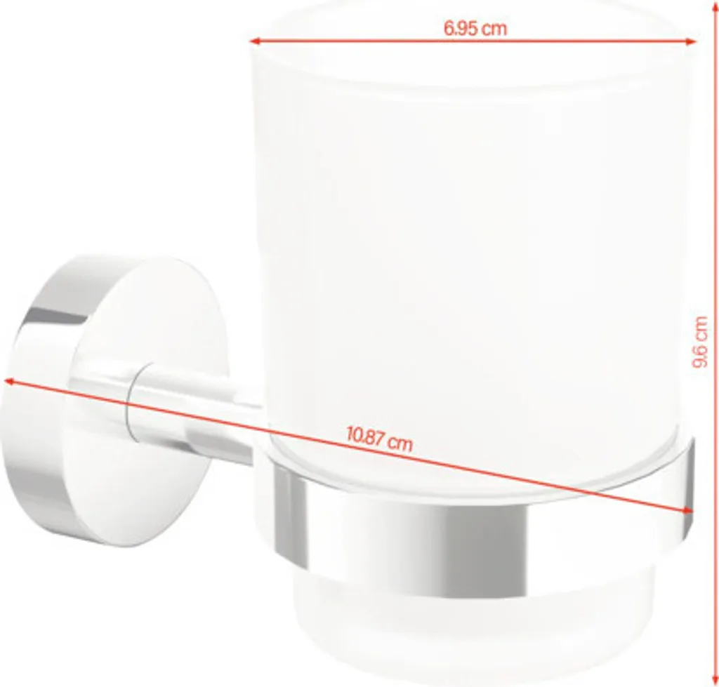 Porte-gobelet tesa SMOOZ en verre dépoli et métal chromé haute qualité
