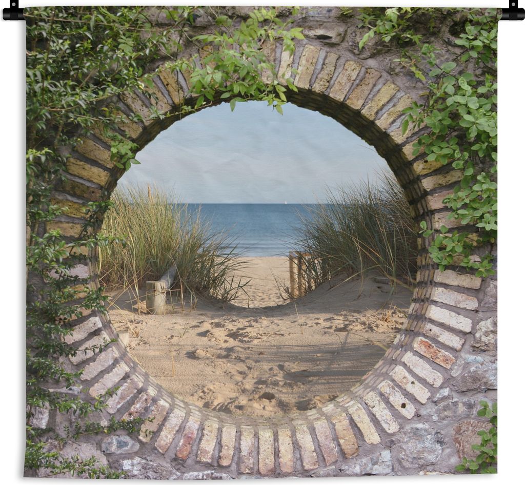 MuchoWow Wandteppich Wandbehang Aussicht - Strand - Düne - Sommer 120x120 cm Tapisserie Dekoration Wandtuch - Modern - Baumwollgewebe