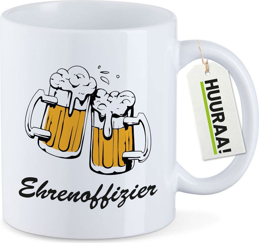 Huuraa Kaffeetasse Ehrenoffizier Schützenfest 330ml Weiß Keramik Kaffeebecher Geschenkidee