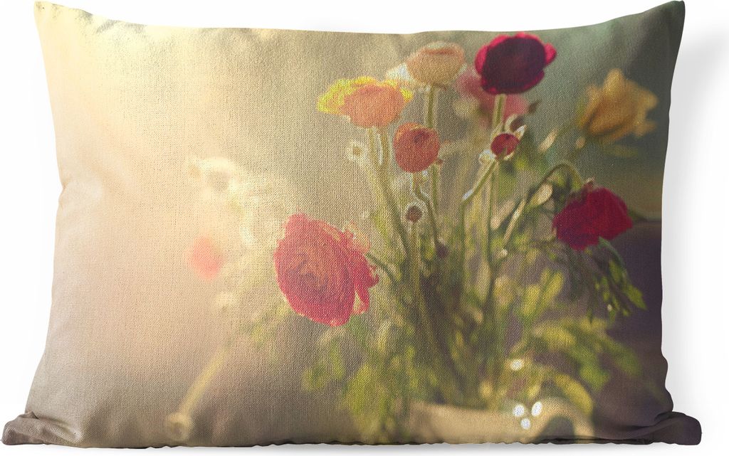 MuchoWow Outdoor Kissen - Blumenstrauß aus bunten Butterblumen - 50x30 cm - Wetterfest - Lounge Kissen - Sofa kissen - Wohnzimmer Dekoration