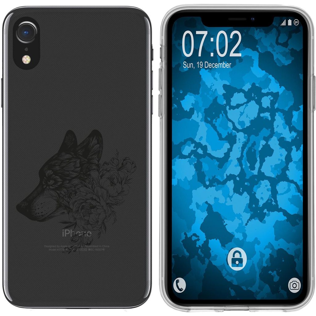 PhoneNatic Case kompatibel mit Apple iPhone Xr Silikon-Hülle Floral Wolf M3-1