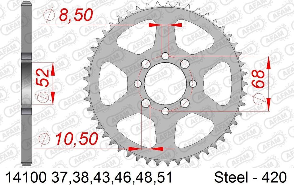 AFAM Standard Stahlritzel hinten 14100 - 420