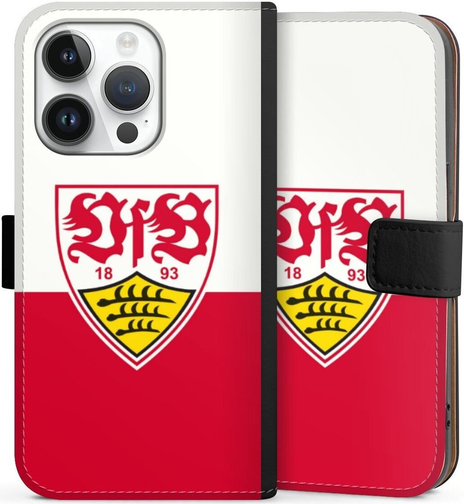 DeinDesign Klapphülle für Apple iPhone 14 Pro Handytasche Lederhülle Tasche Logo Offizielles Lizenzprodukt VfB Stuttgart