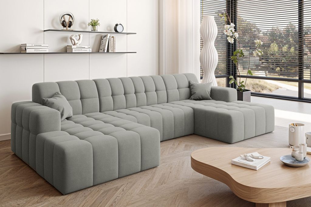 Kaiser Möbel Ecksofa Nimes in U-Form, stoff Portland Grau