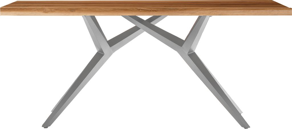 SIT Möbel Esszimmertisch aus Teak-Holz 220 cm | Platte 50 mm natur | Gestell Metall antiksilbern | B 220 x T 100 x H 73 cm | 15512-40 | Serie TABL...