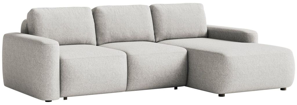 Selsey Carnos Mini – Ecksofa mit Schlaffunktion, Ottomane rechts, Chenille pflegeleicht, Graubeige