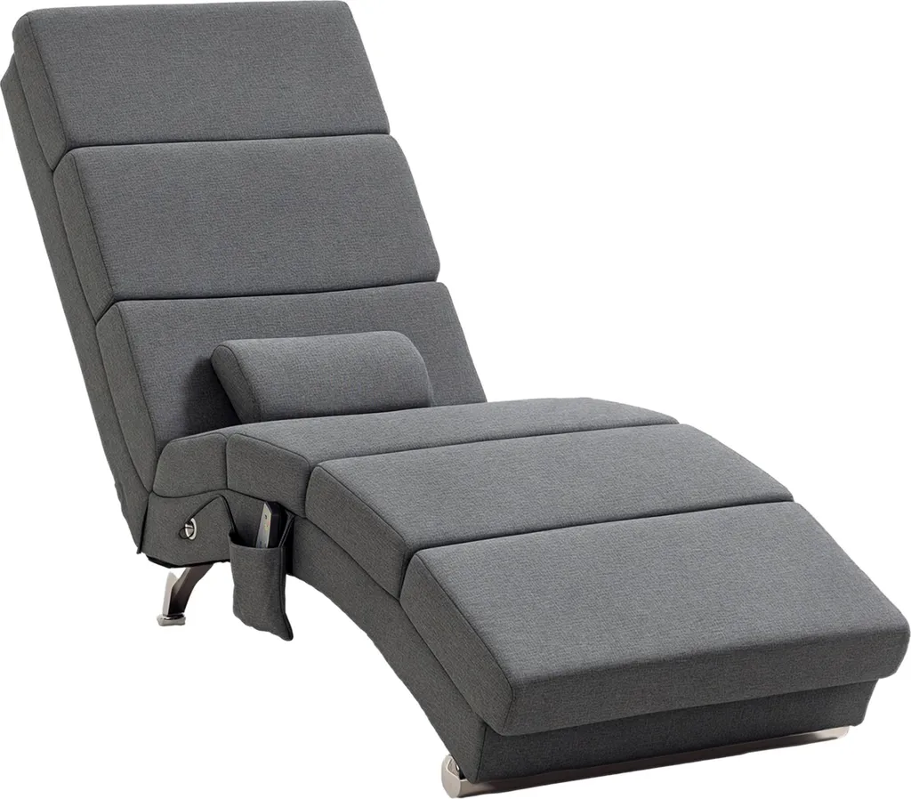 Chaise Longue d'Intérieur Chauffante avec Télécommande et Oreiller Gris