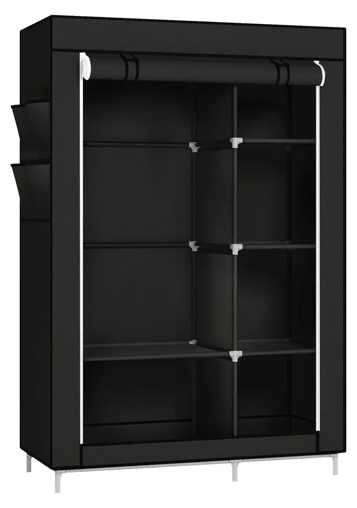 Fini le désordre avec l'armoire à vêtements en tissu noir anti-poussière