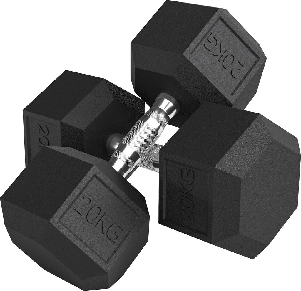 Hanteln mit gerändeltem Griff, Kurzhantel aus Gusseisen, 2 x 20kg für Zuhause, Fitnessstudio, Krafttraining