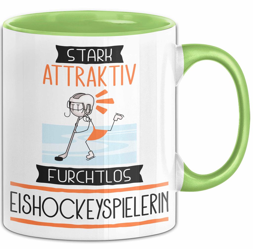 Eishockeyspielerin Tasse Geschenk Becher Stark Attraktiv Furchtlos Eishockeyspielerin Lustige Geschenkidee (Grün)