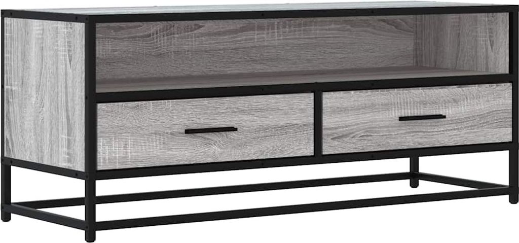 TV-Schrank Grau Sonoma 100x34,5x40 cm Holzwerkstoff und Metall