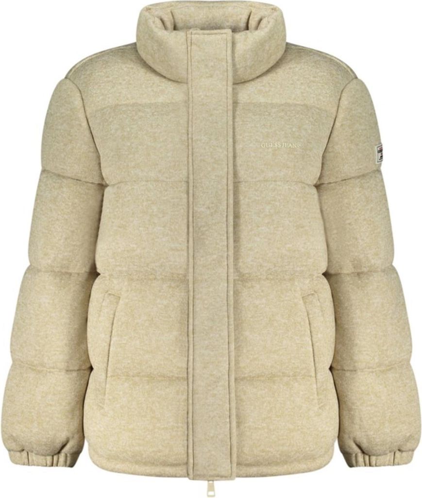 Beige Damenjacke mit Taschen & Reißverschluss aus recycelten Fasern