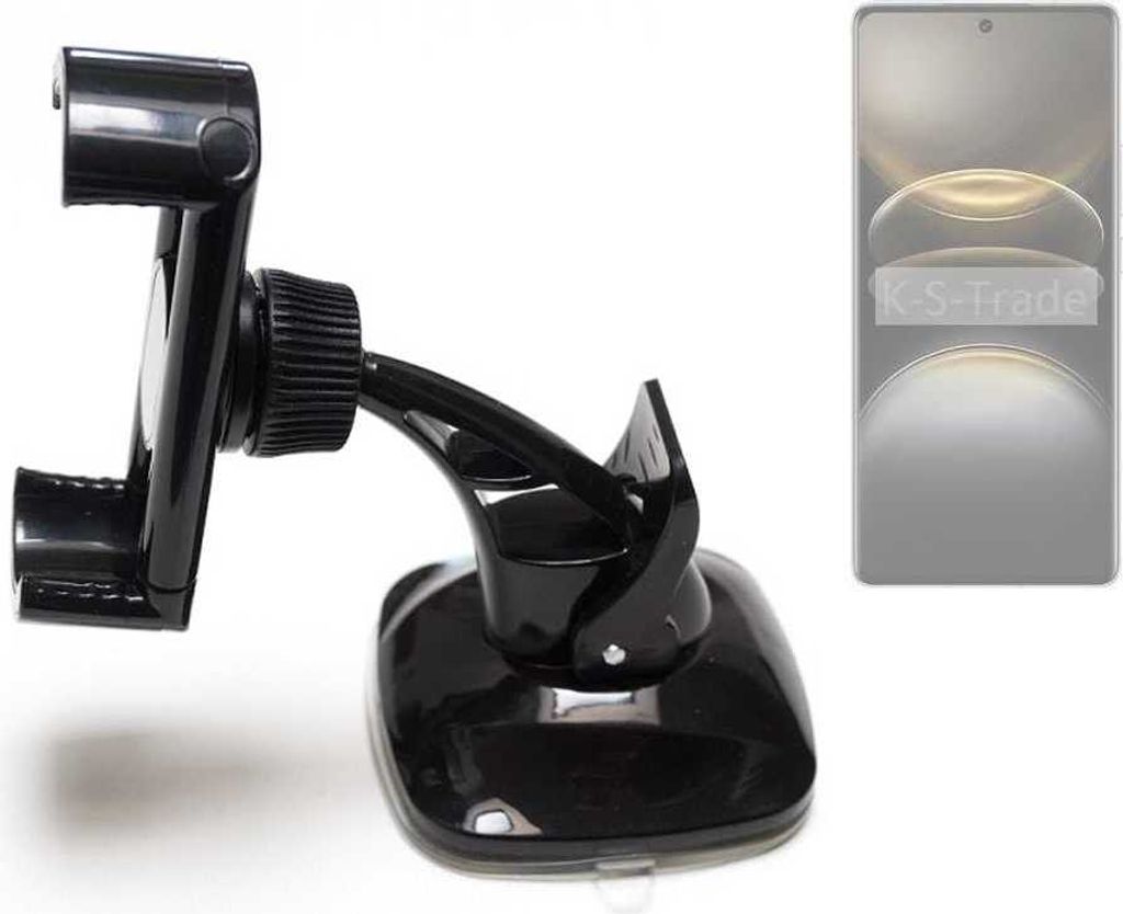 K-S-Trade kompakte Handy-Halterung Windschutzscheibe kompatibel mit Vivo X100s Armaturenbrett schwarz Autohalterung KFZ Halter Scheiben-Halterung