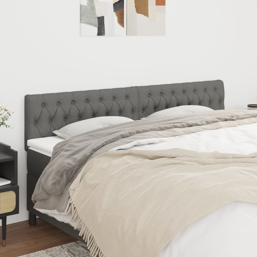 The Living Store Kopfteile 2 Stk. Dunkelgrau 90x7x78/88 cm Stoff