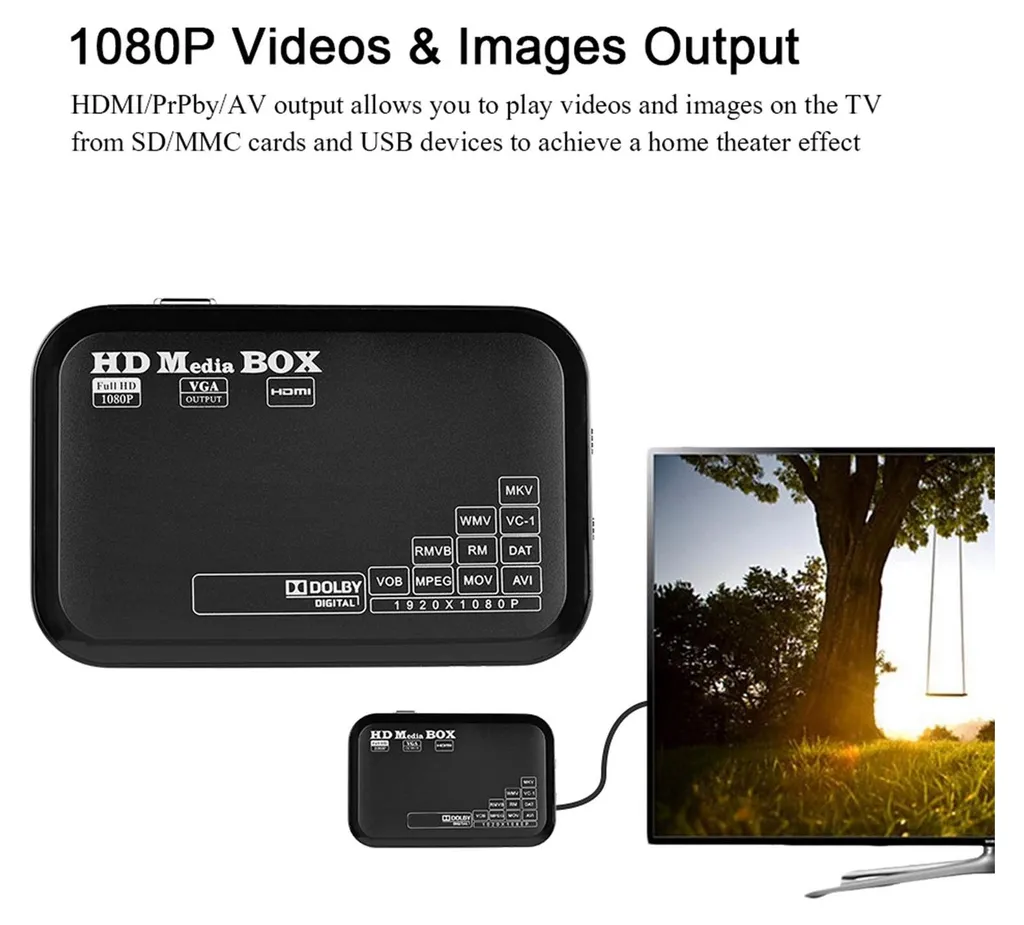 Lecteur Vidéo Full HD 1080P Compact Boîtier Multi-Format USB et MMC - 7