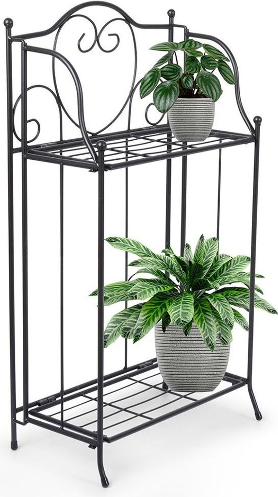 Zweistöckiger Blumenkasten aus schwarzem Metall Produktbild 