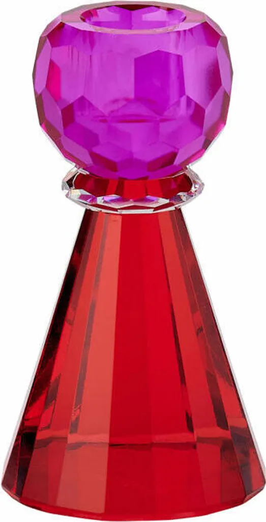 Bougeoir Cristal Bicolore Rose Rouge 11,5 cm Sari Konus par Gift Company