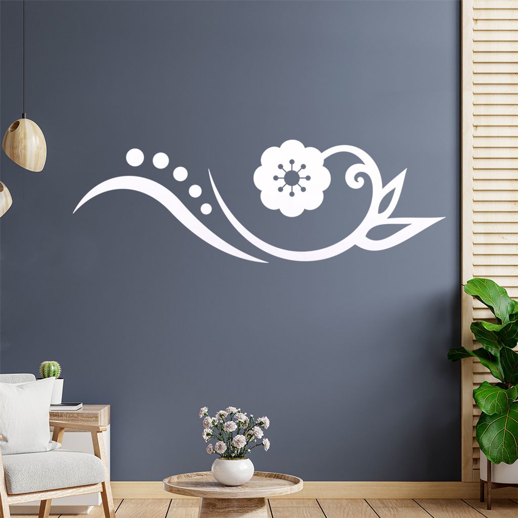 Blume - Linien Punkte Wandtattoo in 6 Größen - Wandaufkleber Wall Sticker - Dekoration, Küche, Wohnzimmer, Schlafzimmer, Badezimmer