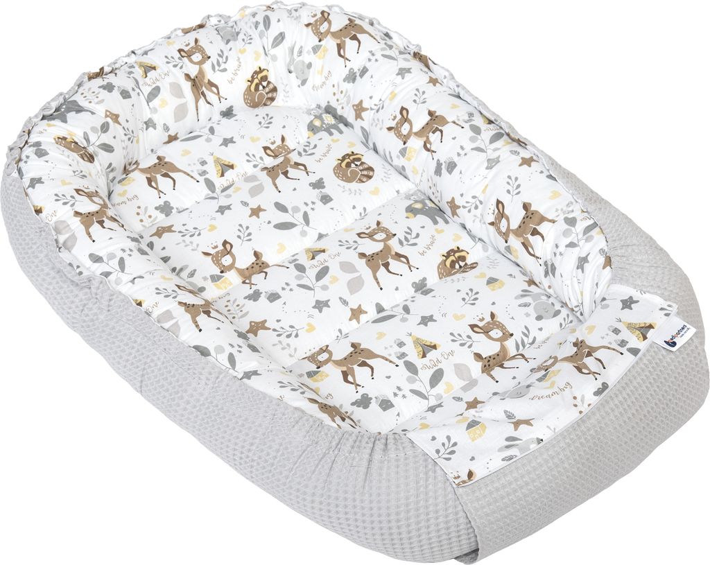 Babynest, Reisebett, Babynestchen, 100x60x15, Reh mit Produktbild 