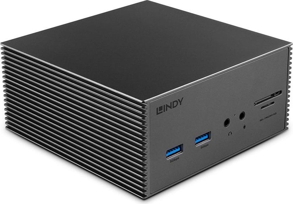 Lindy DST-Pro 101, USB C Laptop Dockingstation mit 4K-Unterstützung und 100W Netzteil 4K DP, HDMI, USB 3.2 Gen 1, USB 2.0, PD 3.0, Gigabit, SD, Mi...