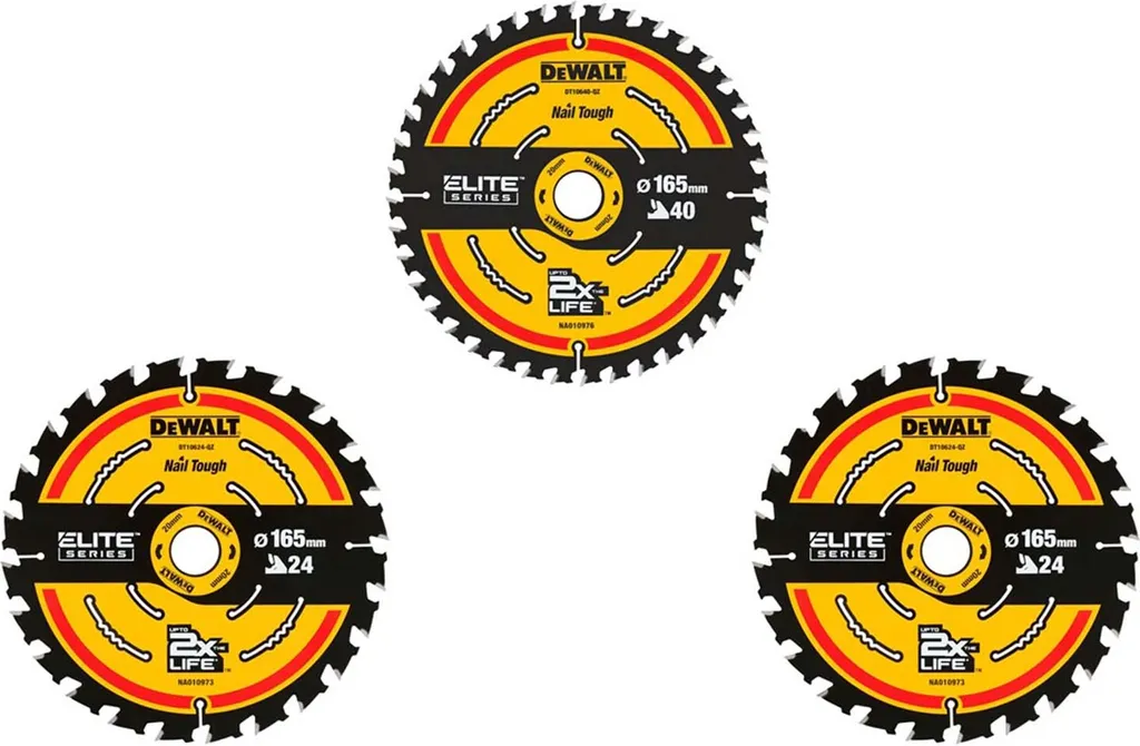 Jeu de Lames de Scie Circulaire 165x20 mm DEWALT ELITE pour le Bois