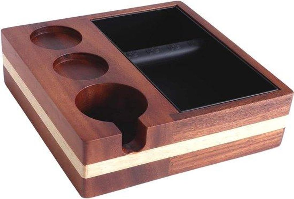 Kaffeebehälter Accessoirehalter Barista Arbeitsplatz 4-in-1 Design 24 x 24 x 8.6 cm Braun