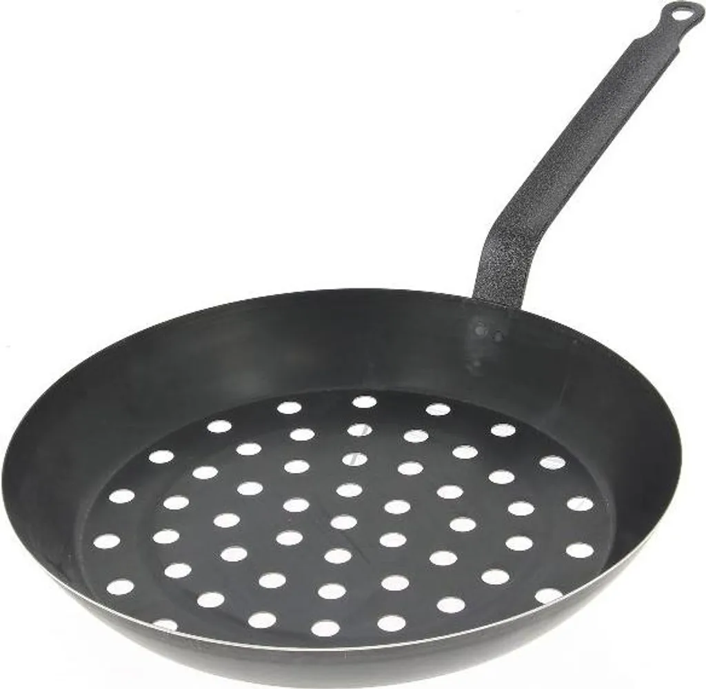 Caldarrostiera De Buyer 5490.28 - Padella 28cm in Ferro per Camino