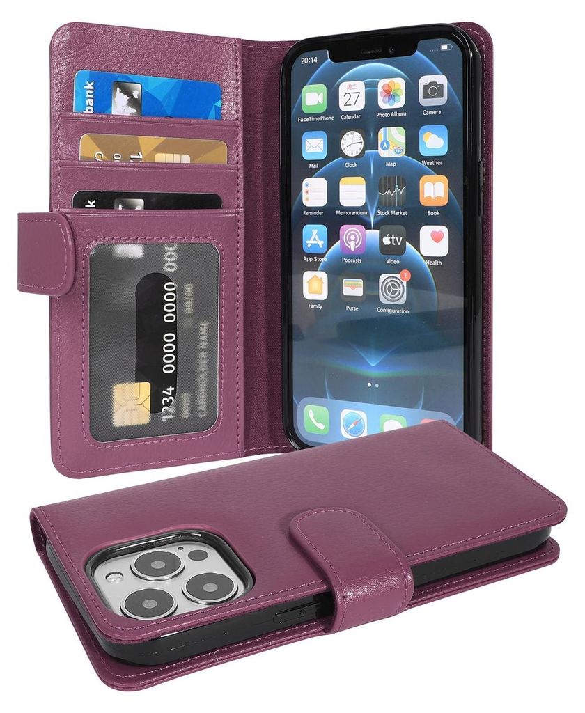 Cadorabo Hülle für Apple iPhone 13 PRO MAX in Lila Backcover Handy Schutz Hülle Book Case Booklet Kartenfächer