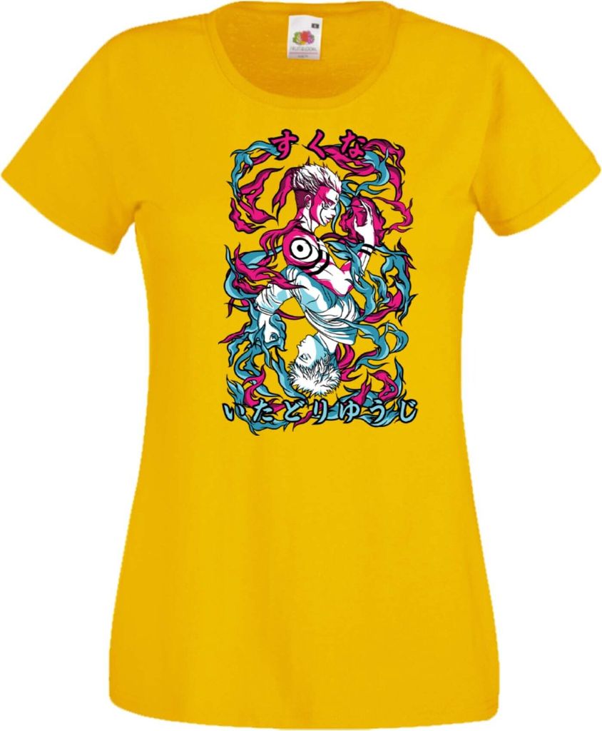 Damen T-Shirt Demon Anime Slayer Akaza 04 Var-005 Akaza Upper, Lady 2XL / Gelb