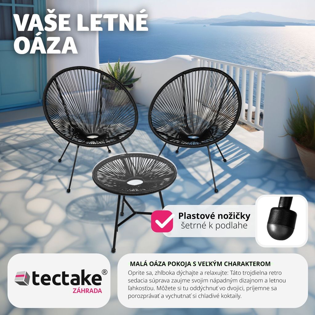 2 záhradné stoličky Santana so stolom Retro dizajn v štýle Obrázok produktu 5