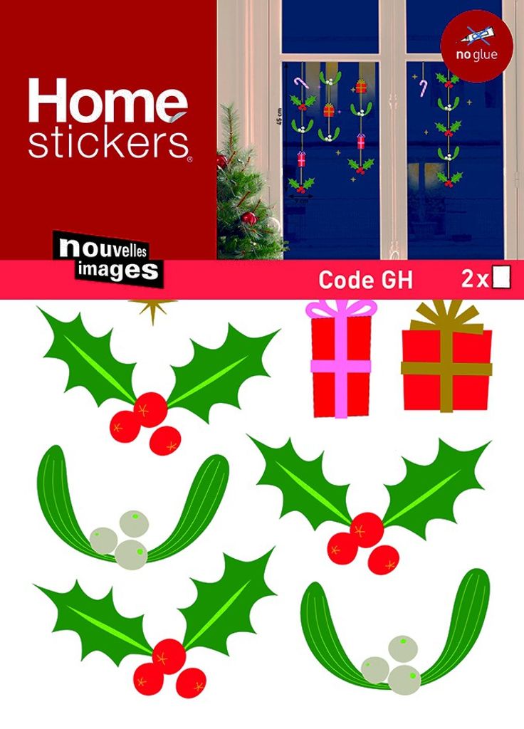 XMAS Fenster Sticker Stechpalme Weihnachtsgirlande statisch haftend Fensterbild