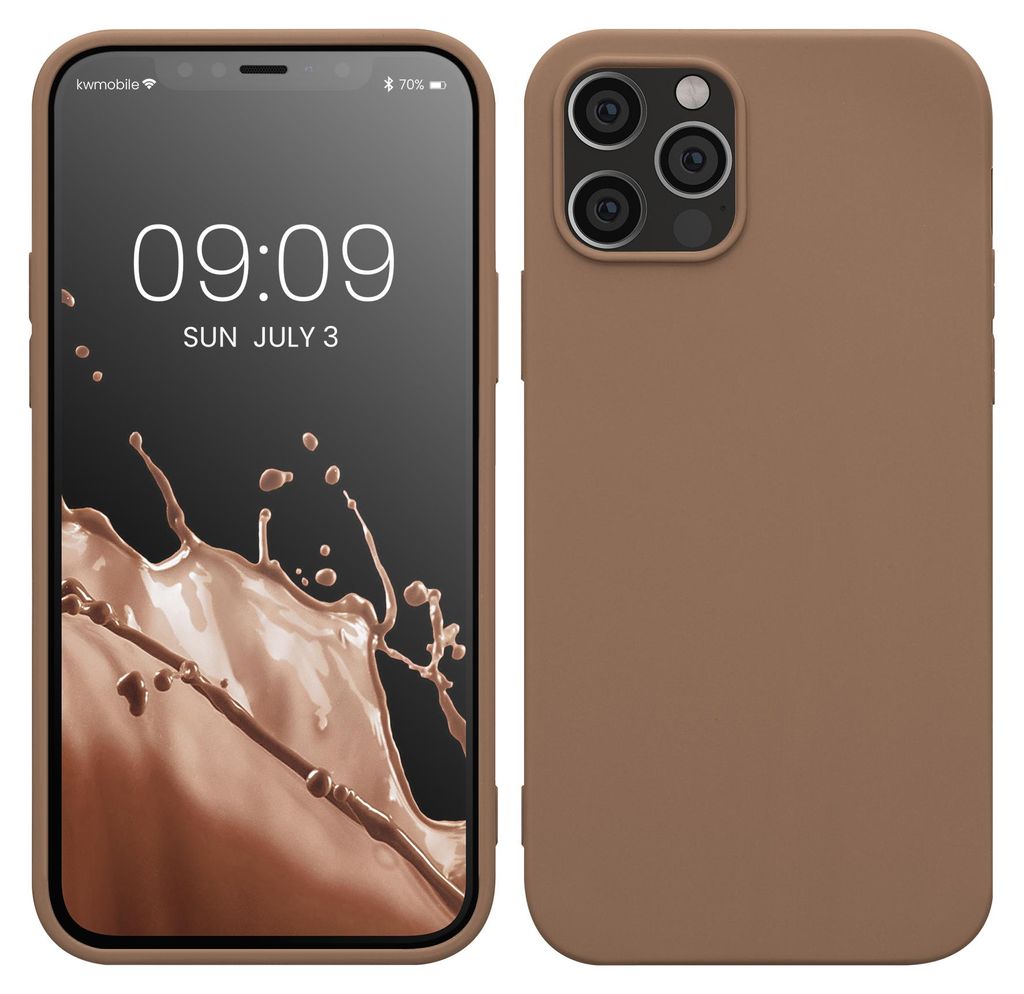kwmobile Handyhülle für Apple iPhone 12 / iPhone 12 Pro Hülle - TPU Case - Kabelloses Laden - Schutzhülle Cover in Cappuccino