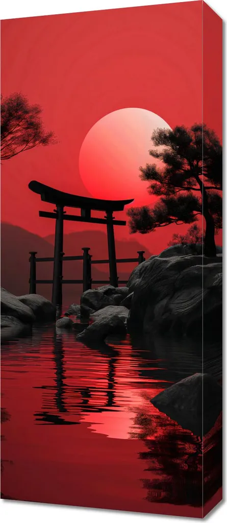 Quadro Paesaggio Tempio Cisza 30x70 - Atmosfera Zen per Casa