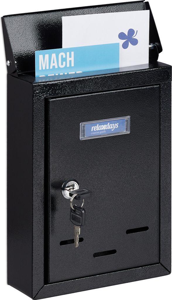 Relaxdays Briefkasten mit Namensschild, Metall, mit 2 Produktbild 