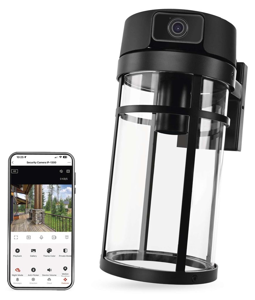 GoSmart Venkovní otočná kamera IP-1300 LANTERN s WiFi a světlem, černá